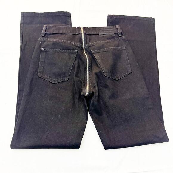 Revice Long Zipper Front Black Denim Distressd Straight Jean Size 28 NWT - Picture 5 of 8